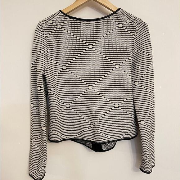 Margareth Oleary Women's Tricot Leather Trim Cardigan - Picture 2 of 8